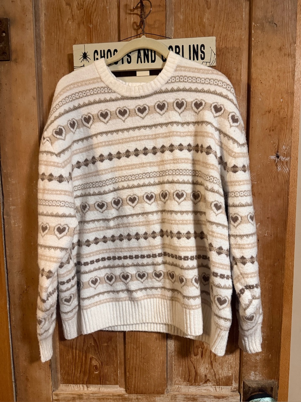 Hollister Oversized Heart Pattern Crew Sweater